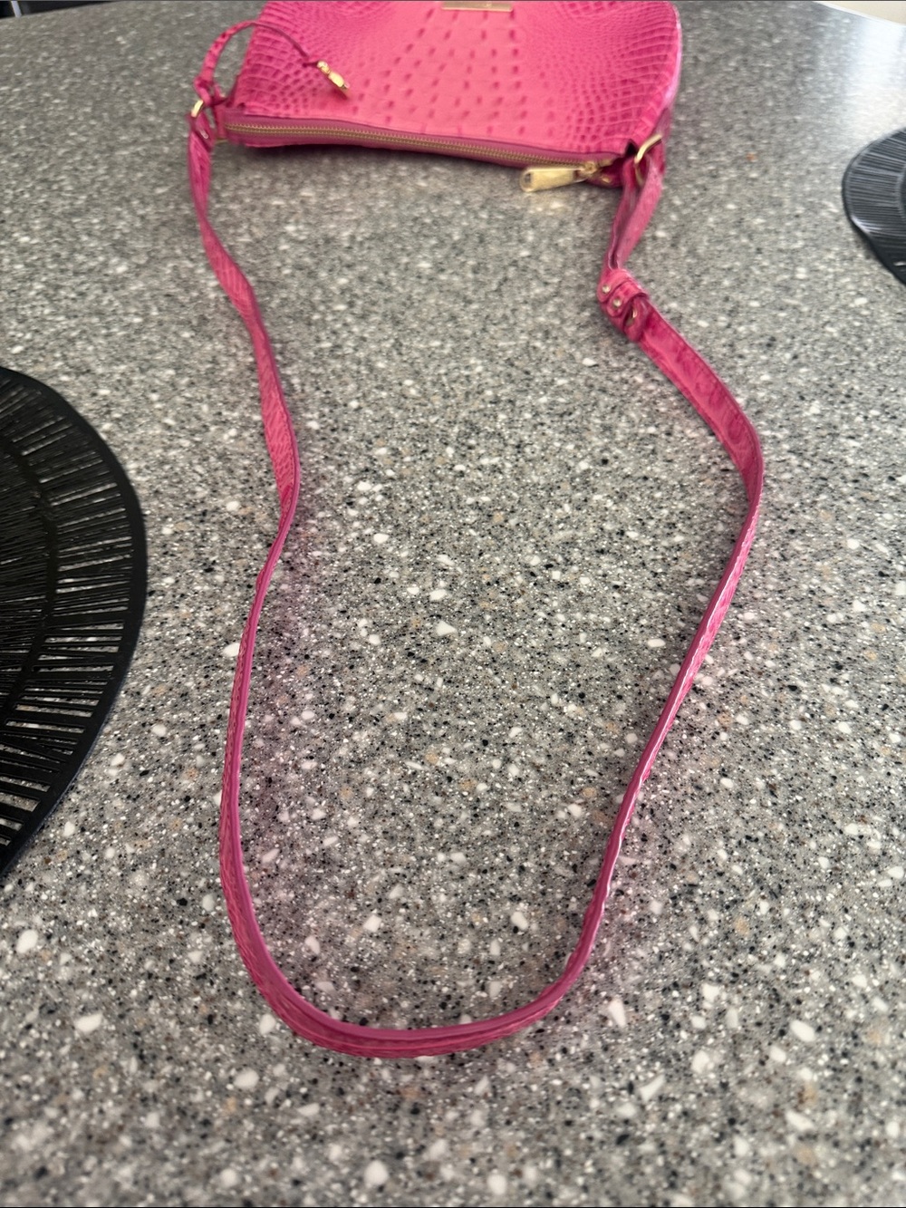 Brahmin Hot Pink Croc-Embossed Leather Shoulder Bag - Picture 12 of 15